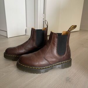 Dr. Martens Brown Chelsea Boots with Yellow Stitching